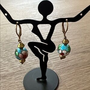 Charming Floral Enamel Earrings with Gold Accents